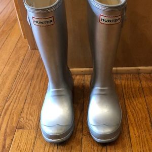 Authentic Hunter boots for kids, silver, size 2/3